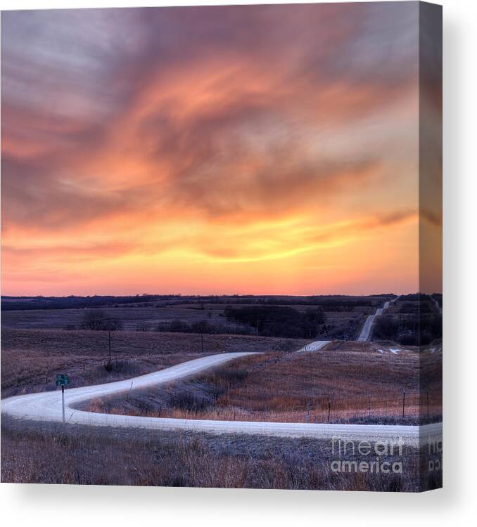 Sunset Canvas Print featuring the photograph Down to the Rolling Hills by Art Whitton