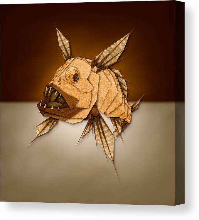 Illustration Canvas Print featuring the photograph Dragonfish in Wood by Yo Pedro
