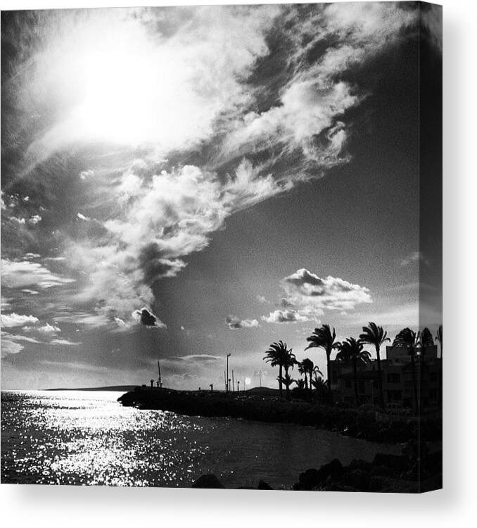 Igersspain Canvas Print featuring the photograph #dramatic #winter #sky Over #portixol by Balearic Discovery