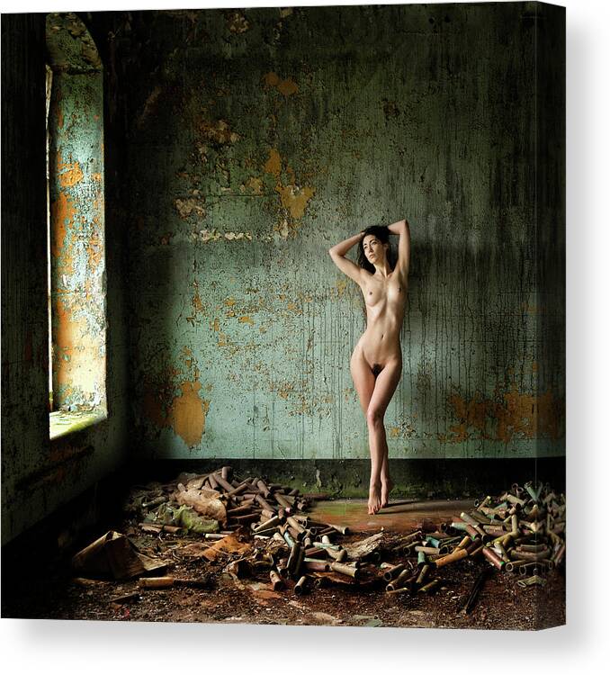 Fine Art Nude Canvas Print featuring the photograph Drawn To The Light by Hugh Wilkinson