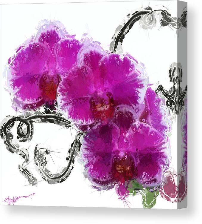 Anthony Fishburne Canvas Print featuring the digital art Dreamy Orchids by Anthony Fishburne