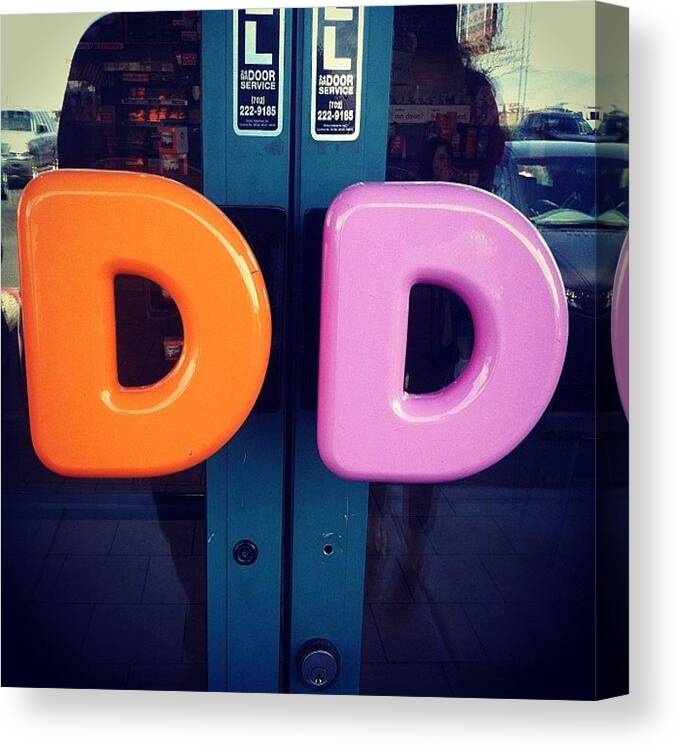 Coffee Canvas Print featuring the photograph #dunkindoughnuts #double #d's #vegas by Eddie Mendez
