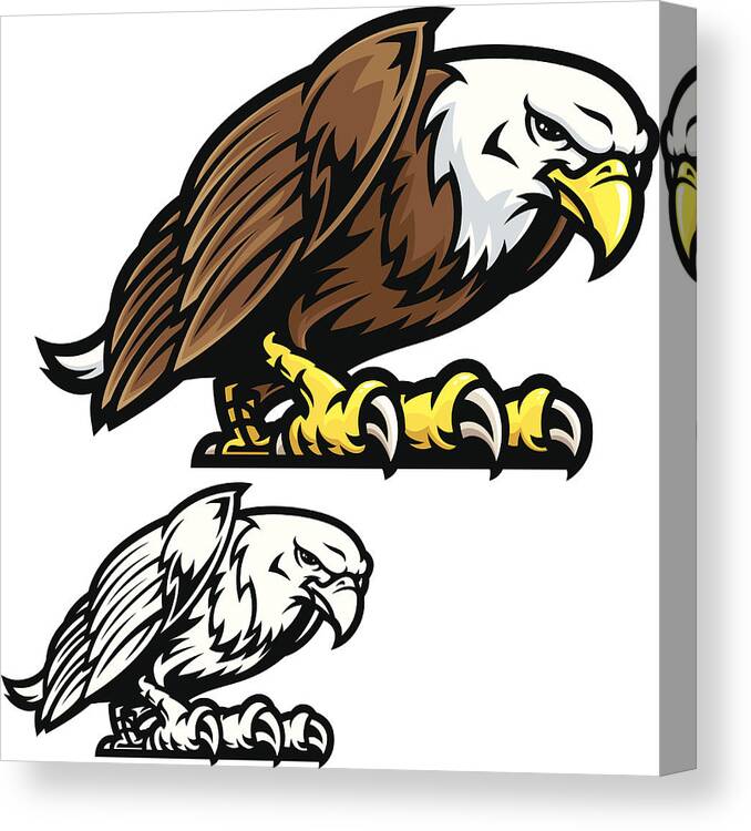 Individual Event Canvas Print featuring the drawing Eagle Mascot Fight Stance by Daveturton