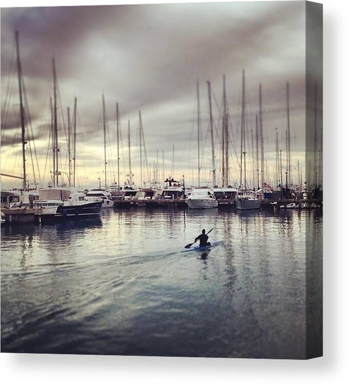 Igersspain Canvas Print featuring the photograph Early Morning #paddle In The #port by Balearic Discovery