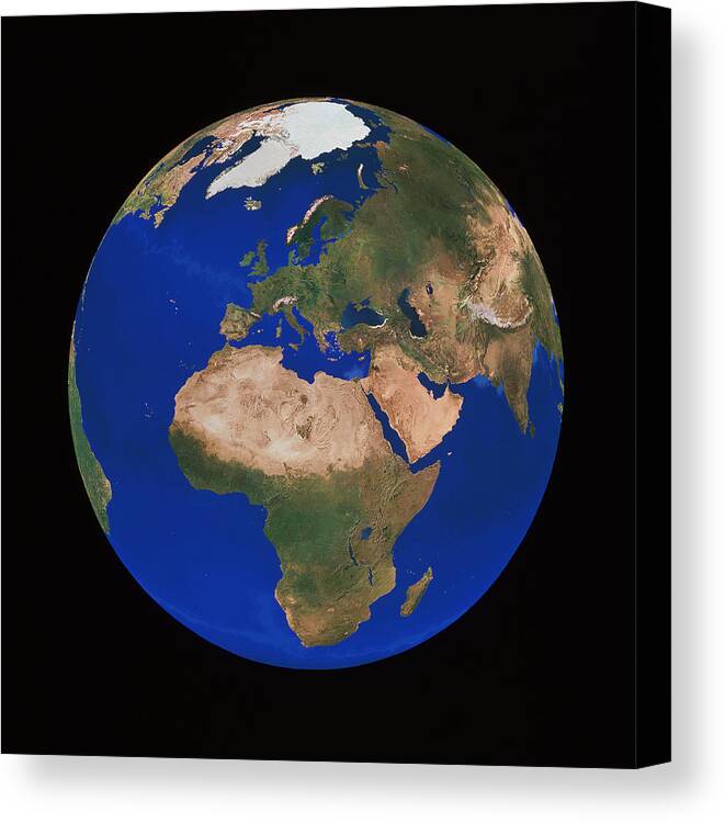 Round Shape Canvas Print featuring the photograph Earth by Copyright 1995, Worldsat International And J. Knighton/science Photo Library