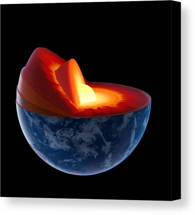 Earth Canvas Print featuring the photograph Earth core structure - isolated by Johan Swanepoel