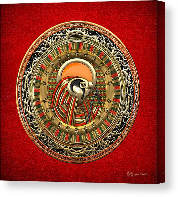 'treasure Trove' Collection By Serge Averbukh Canvas Print featuring the digital art Egyptian Sun God Ra by Serge Averbukh