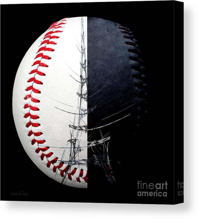 Baseball Canvas Print featuring the photograph Eiffel Tower Baseball Square by Andee Design