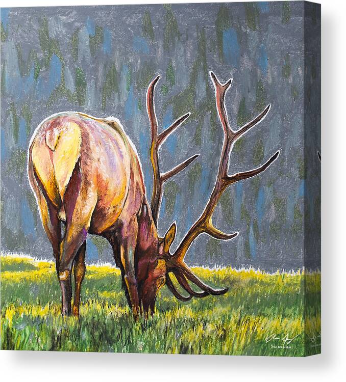 Elk Canvas Print featuring the painting Elk by Aaron Spong
