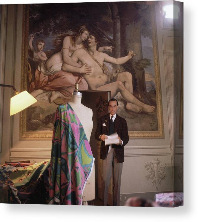 Society Canvas Print featuring the photograph Emilio Pucci By A Fresco by Horst P. Horst