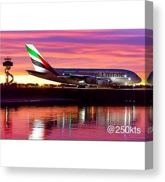 Planes Canvas Print featuring the photograph Emirates (@emirates) Ready For Takeoff by Rafael Ganzer