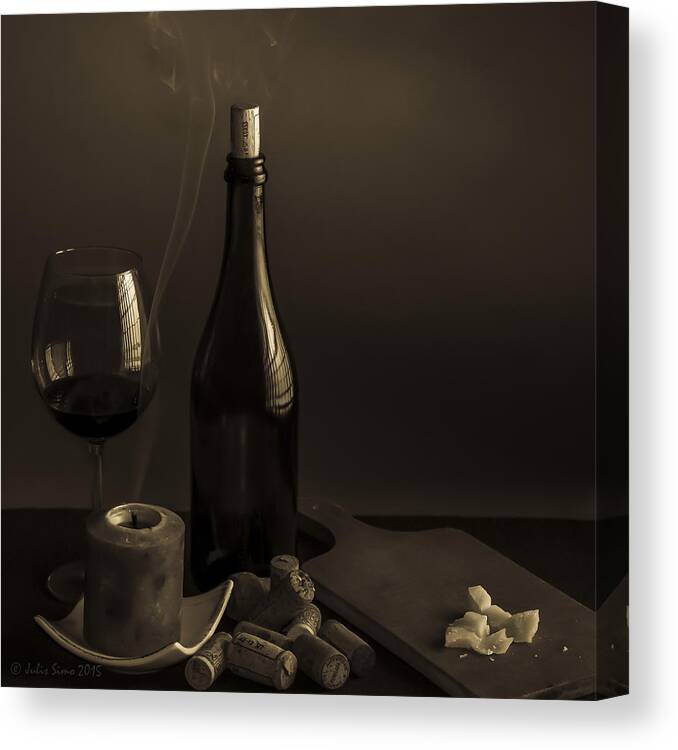 Still Nature Canvas Print featuring the photograph End Of A Nice Evening In Monochrome by Julis Simo