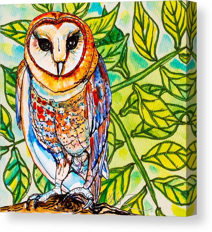 Barn Canvas Print featuring the painting Endangered Barn Owl by Kelly Smith
