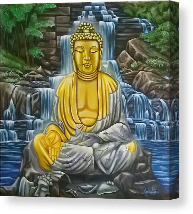 Buddah Canvas Print featuring the painting Enlightened by Ruben Archuleta - Art Gallery