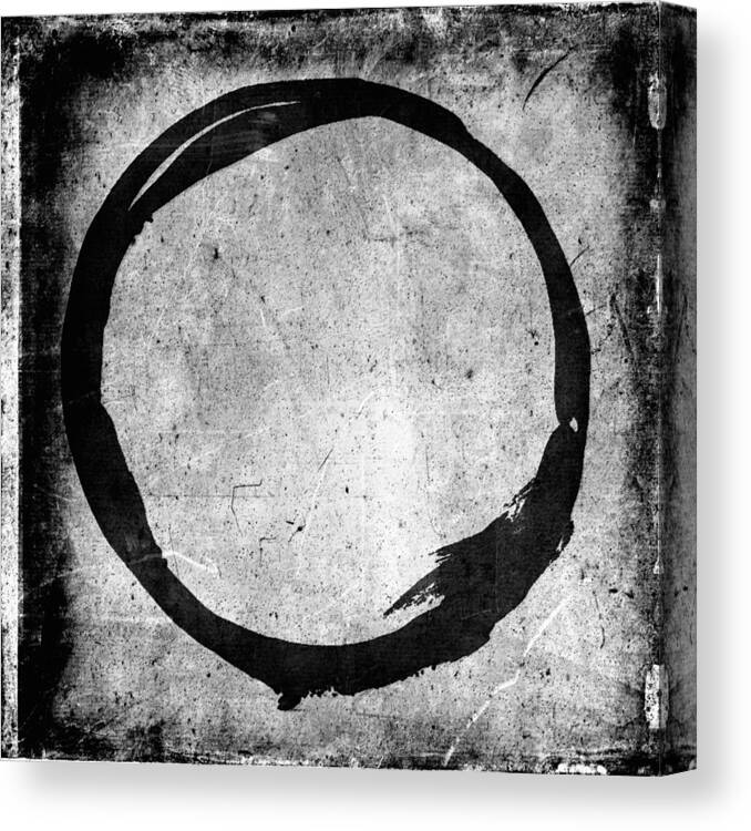 Black Canvas Print featuring the painting Enso No. 109 Black on White by Julie Niemela