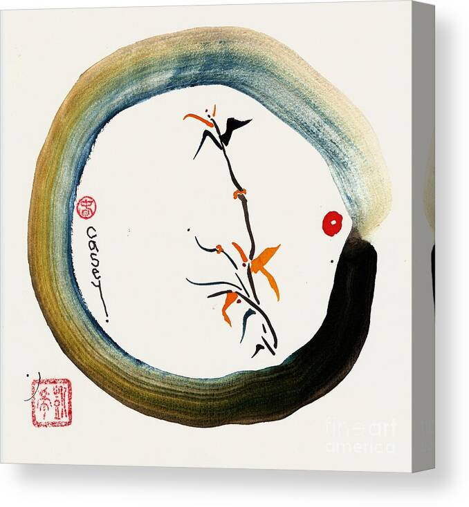 Sumi Canvas Print featuring the painting Enso Spring by Casey Shannon