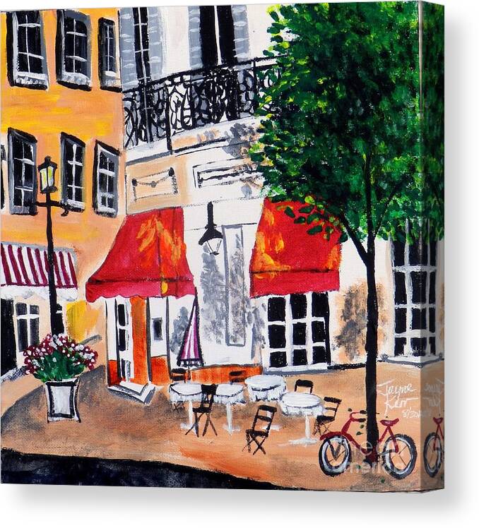 Cafe Canvas Print Canvas Print featuring the painting Euro Cafe by Jayne Kerr 