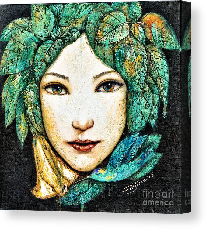 Shijun Canvas Print featuring the painting Eyes of the Forest by Shijun Munns