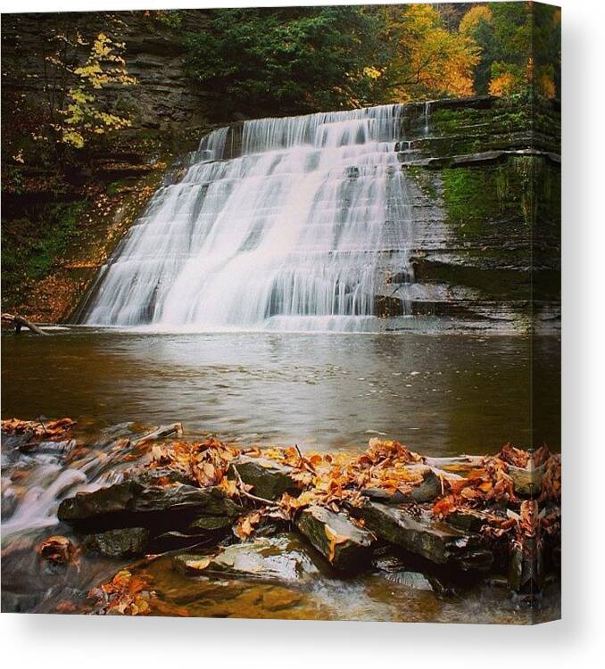 Water Canvas Print featuring the photograph Falls @ Stony Brook by Justin Connor