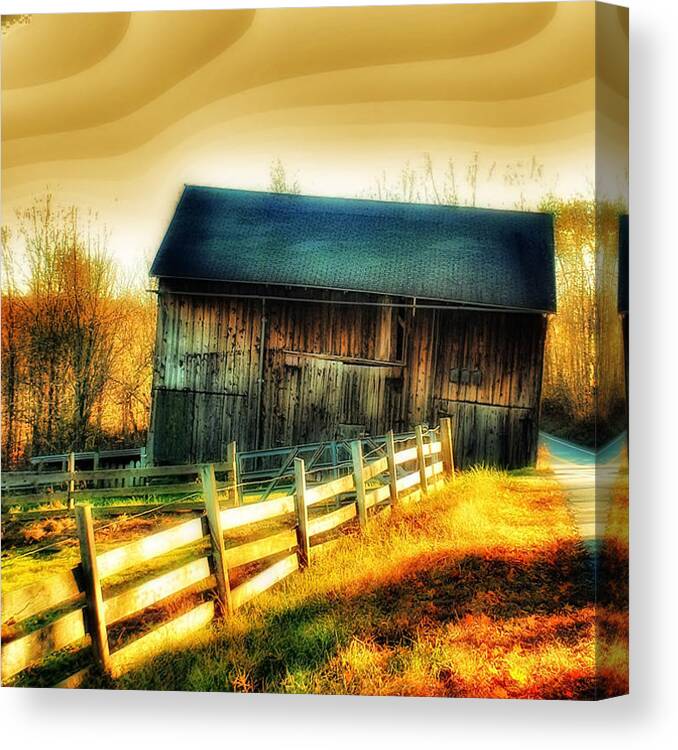 Landscape Canvas Print featuring the photograph Farmhouse in Autumn by Howard Kahn