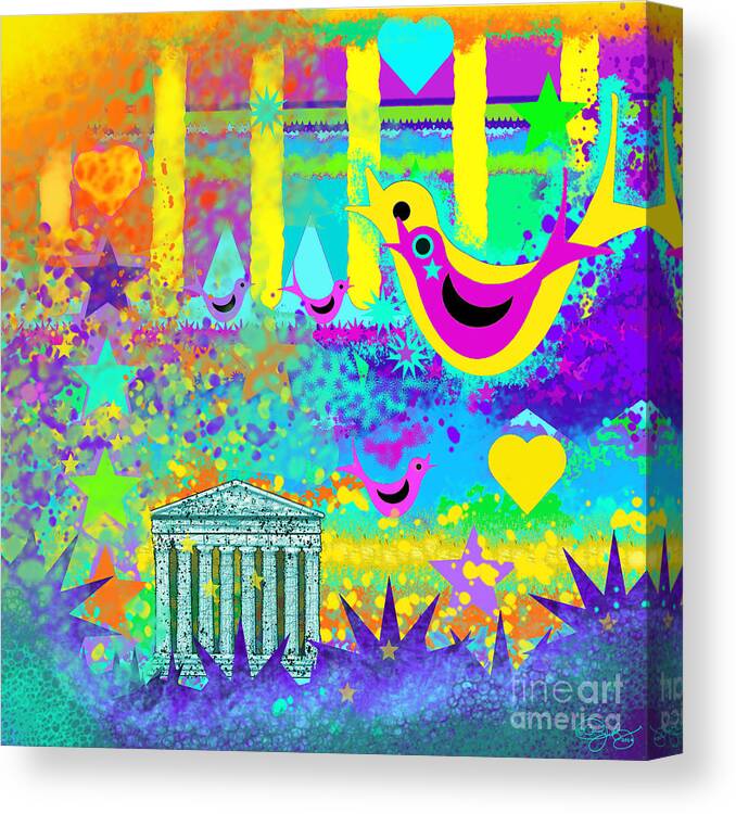 Birds Canvas Print featuring the digital art Festivale by Carol Jacobs