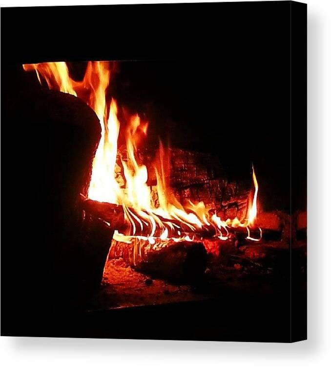 Fire Canvas Print featuring the photograph #fire #winter #montevideo by Santiago Perez