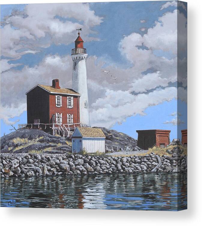 Fisgard Light House Canvas Print featuring the painting Fisgard Light by Rob Owen