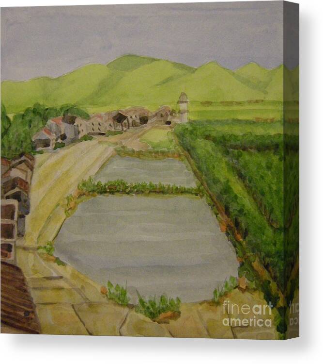 China Canvas Print featuring the painting Fish Ponds by Lilibeth Andre