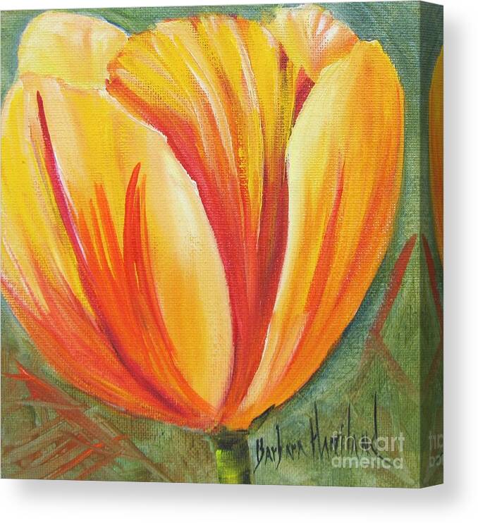 Tulip Canvas Print featuring the painting Flame Tulip by Barbara Haviland by Barbara Haviland