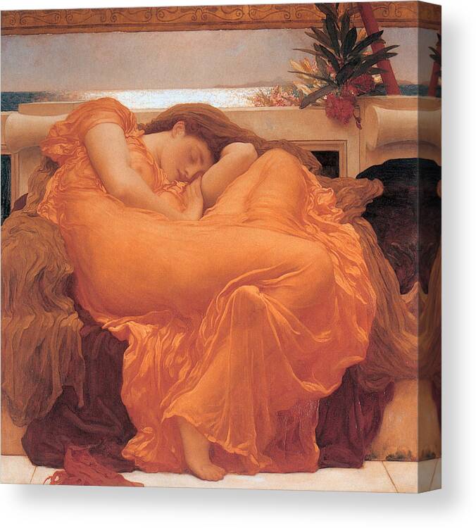 Flaming June Canvas Print featuring the painting Flaming June by Frederick Leighton