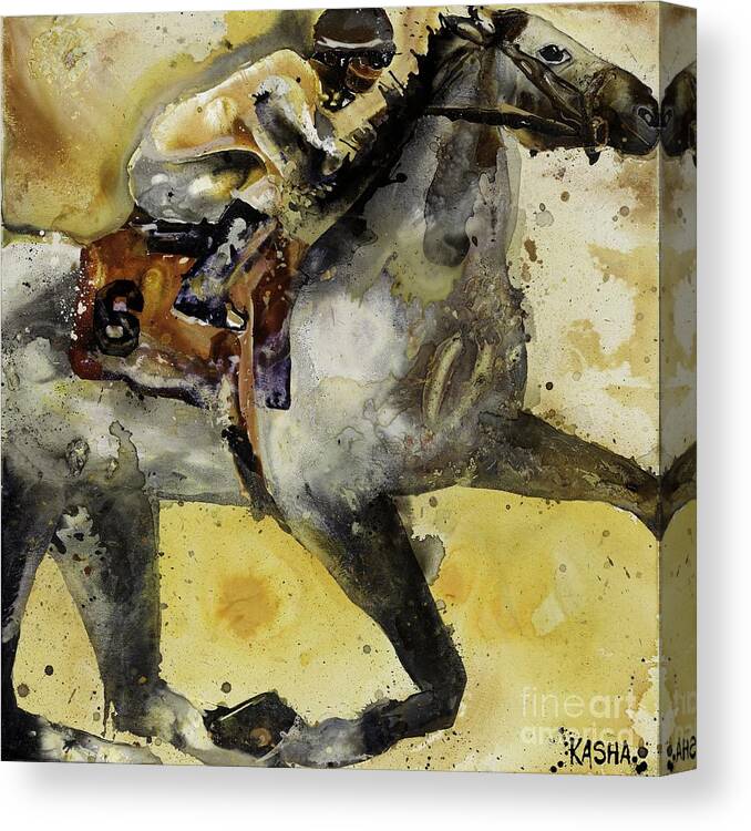 Horse Canvas Print featuring the painting Flash of Grey by Kasha Ritter