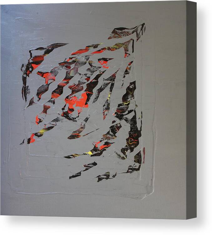 Grey Red Canvas Print featuring the painting Flight by Madeleine Arnett