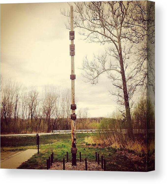 Summer Canvas Print featuring the photograph Flood Pole In Ledges by Zach Steele