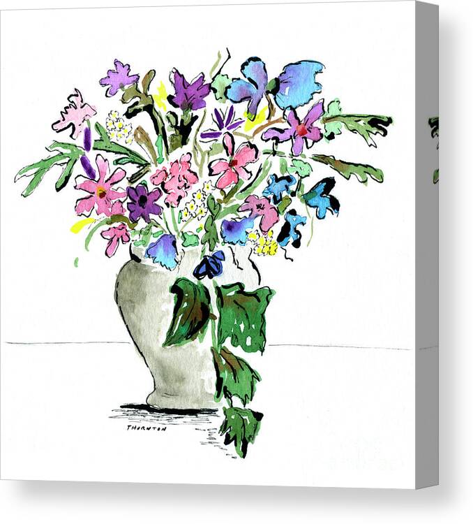 Floral Canvas Print featuring the painting Floral Vase by Diane Thornton
