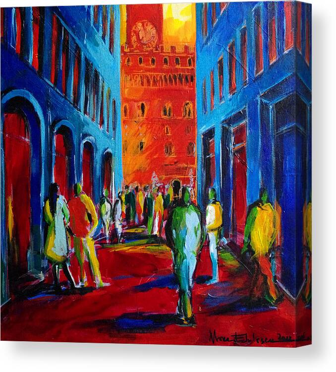 Florence Sunset Canvas Print featuring the painting Florence Sunset by Mona Edulesco