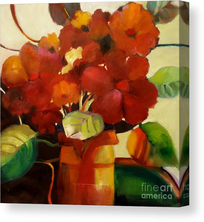 Flowers Canvas Print featuring the painting Flower Vase No. 3 by Michelle Abrams