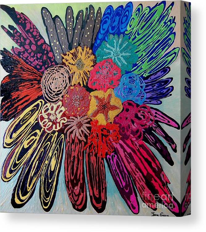 Abstract Canvas Print featuring the painting Flowers burst by Jasna Gopic by Jasna Gopic