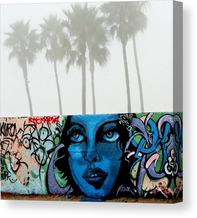 Urban Canvas Print featuring the photograph Foggy Venice Beach by Art Block Collections