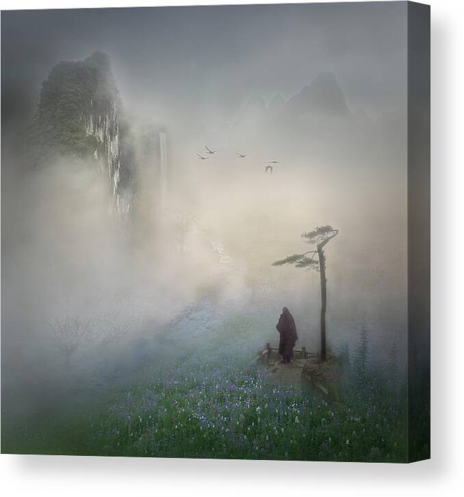 Zen Canvas Print featuring the photograph Follow The River To Where It Starts by Shenshen Dou