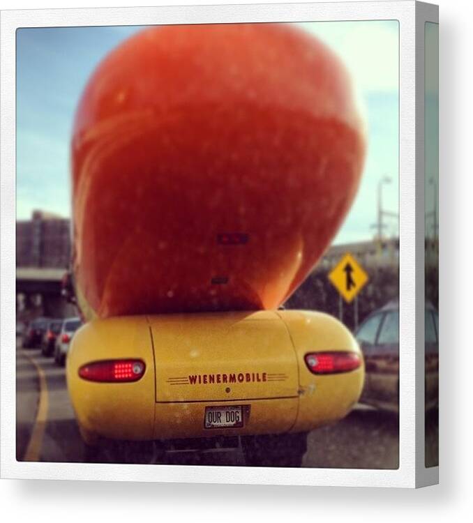 Oscar Mayer Canvas Print featuring the photograph Following The Weinermobile by Hermes Fine Art