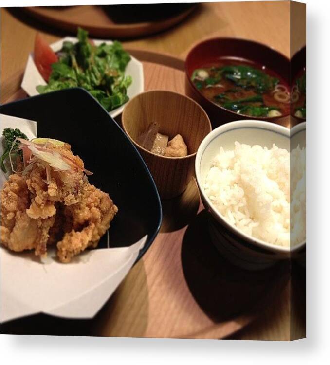 Food Canvas Print featuring the photograph #food 今日はd47で夕食 by Tokyo Sanpopo