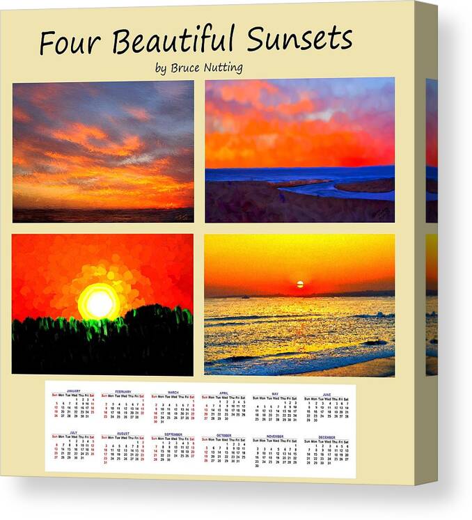 Sunsets Canvas Print featuring the painting Four Beautiful Sunsets 2014 Calendar by Bruce Nutting