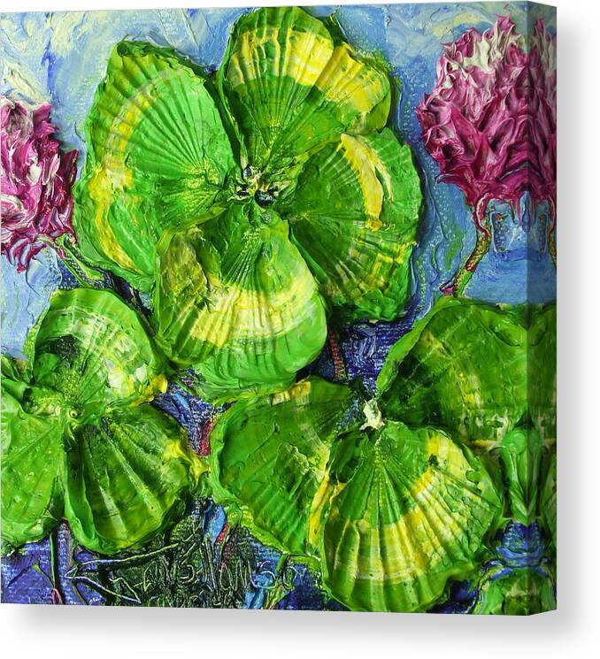 St. Patrick's Day Canvas Print featuring the painting Green Four Leaf Clovers by Paris Wyatt Llanso