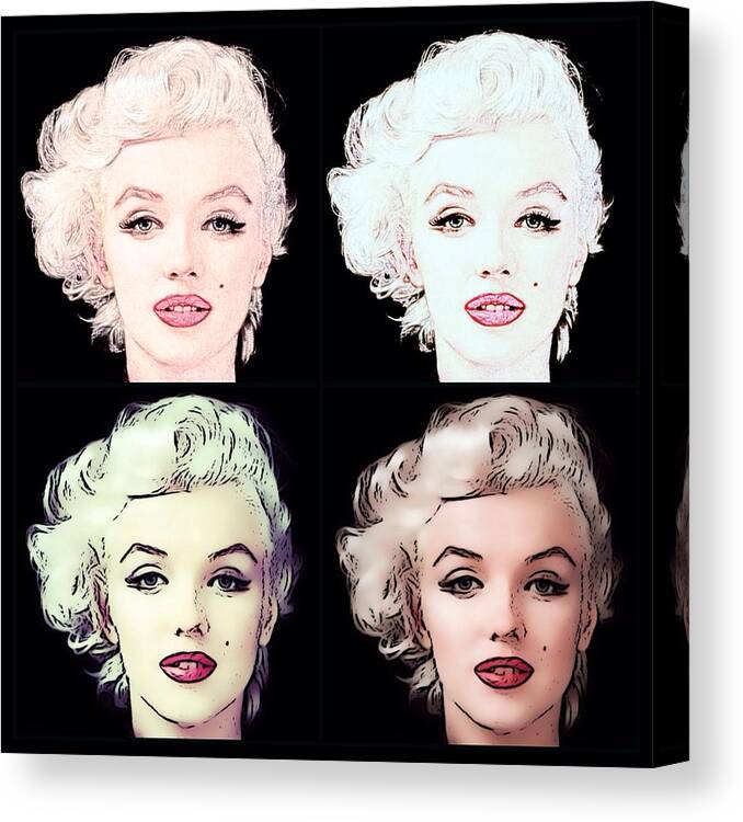American Canvas Print featuring the digital art Four Marilyn Monroe 2 by Lisa Piper