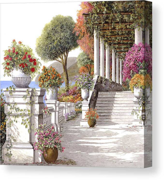Summer Canvas Print featuring the painting four seasons-summer on lake Como by Guido Borelli