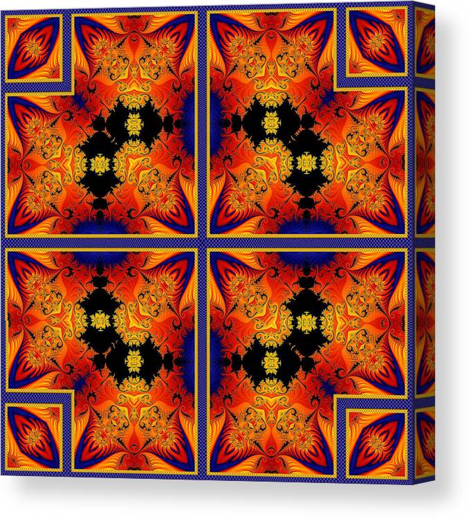 Kaleidoscope Canvas Print featuring the digital art Fractal Flames Quad by Charmaine Zoe