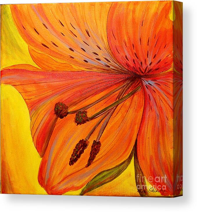  Canvas Print featuring the painting Freckles On Orange by Lee Owenby