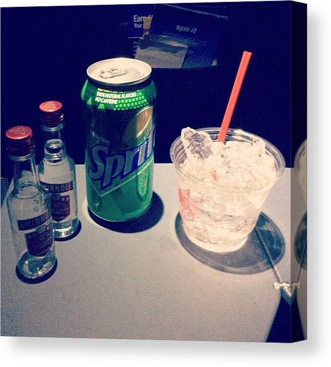 Vodka Canvas Print featuring the photograph Free Drinks From #spiritairlines Flight by Chuck Oliva