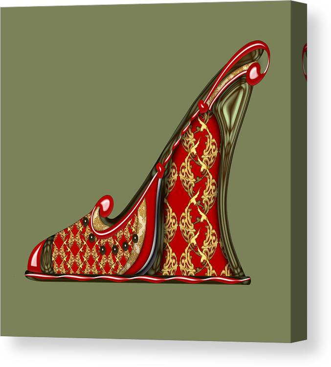 Shoes Canvas Print featuring the mixed media Frenchie by Deborah Runham