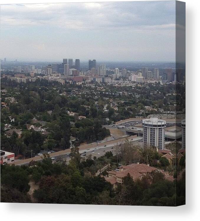 Landscape Canvas Print featuring the photograph Landscape of downtown LA by Shaun Honolulu Hawaii